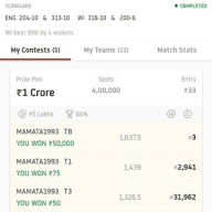 Dream11 Warriors (BBL2021,NZ Supersmash Womens Mens 2021,Odisha League,Cricket,Baseball,Dream11 Teams)